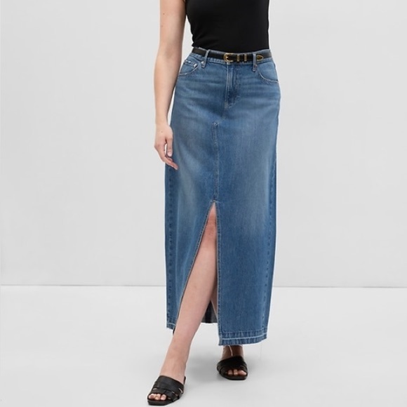 GAP Denim Maxi Skirt, High Rise, Medium Indigo - Picture 3 of 10